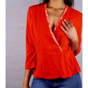 CAbi Women's Size 4 NWT Jane Jacket Wrap Blazer In Grenadine Tangerine Orange